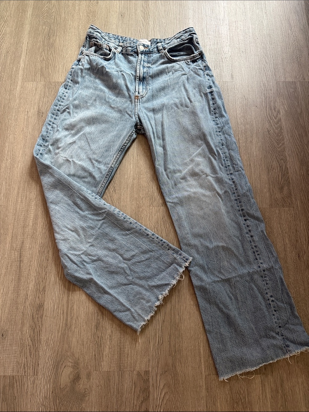 Zara Light Wash High-Rise Wide-Leg Jeans